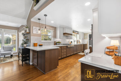 Two-Tone Kitchen Reface with Quartz Counters in Sacramento, CA