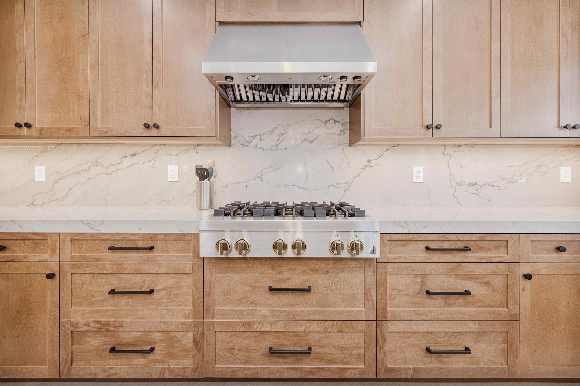 Custom stained kitchen cabinetry